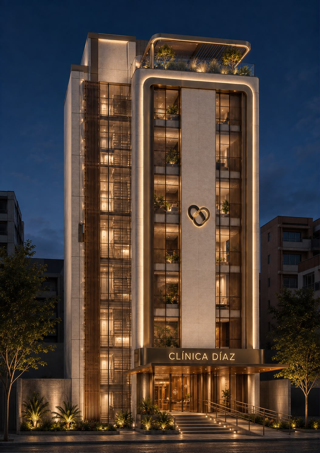 Render de fachada de CLÍNICA DÍAZ en Cochabamba